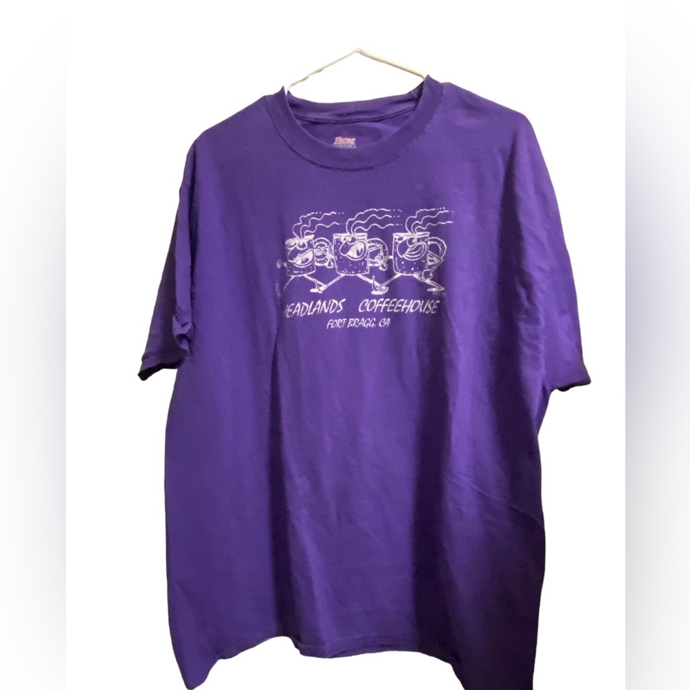 Vintage Headlands Coffeehouse Fort Bragg CA Purple Men’s XL T-Shirt RARE